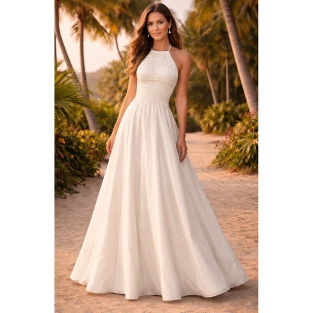 Solid & Striped Anthropologie The Meira Dress Size L White Maxi Crisp Beach $268